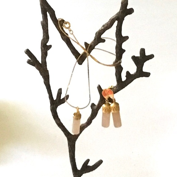 NWOT Pink Quartz Earrings+Necklace Gold-filled Set - Picture 10 of 10